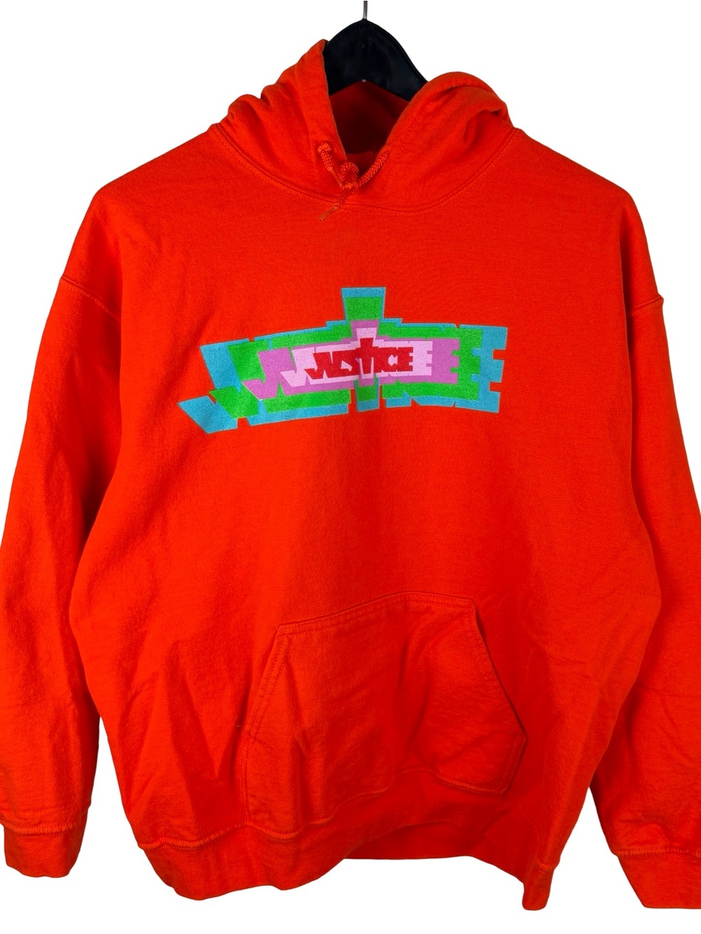 Mens Y2K Justin Bieber Justice Tour Music Orange Pullover Hoodie Size M